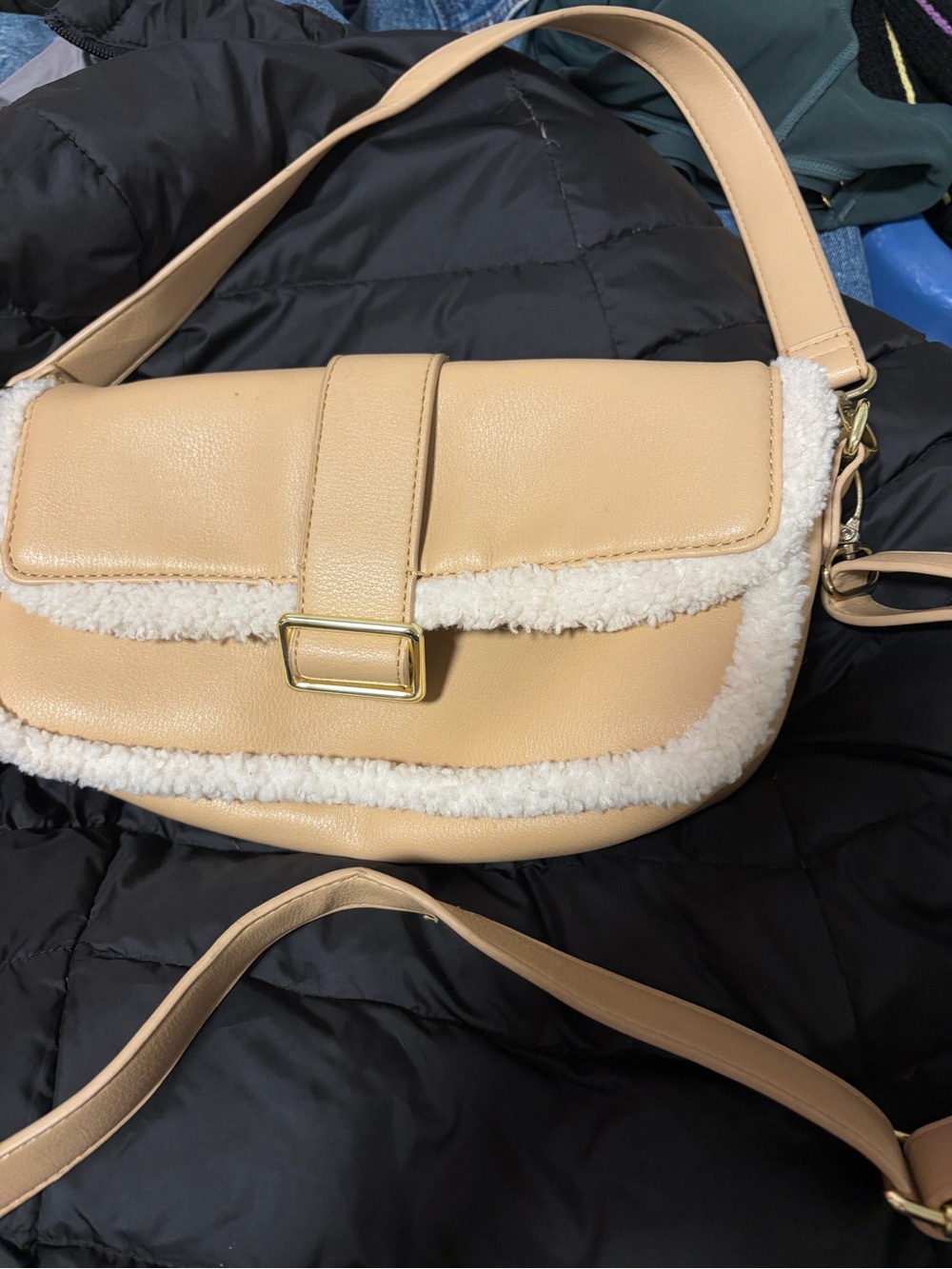 Faux Sherpa Shoulder Bag